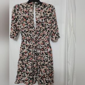 Billabong Floral Mini Dress | Black Pink Rayon Boho Festival XS/S